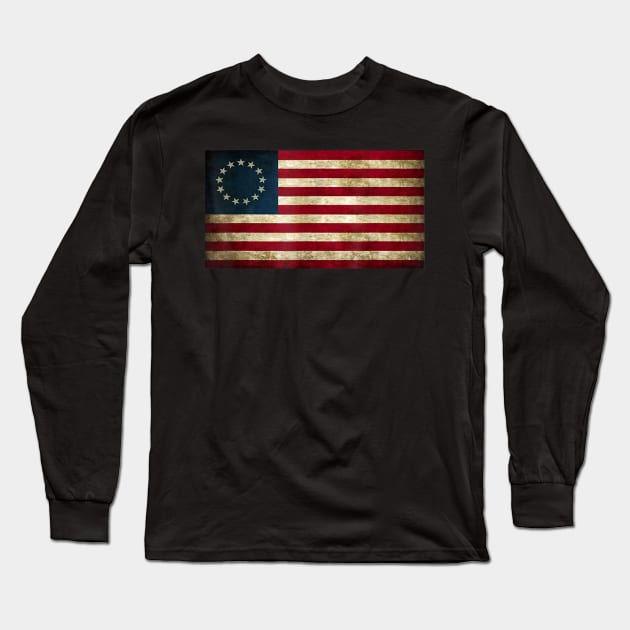 4th of July Patriotic Betsy Ross battle flag Long Sleeve T-Shirt by Haley Tokey